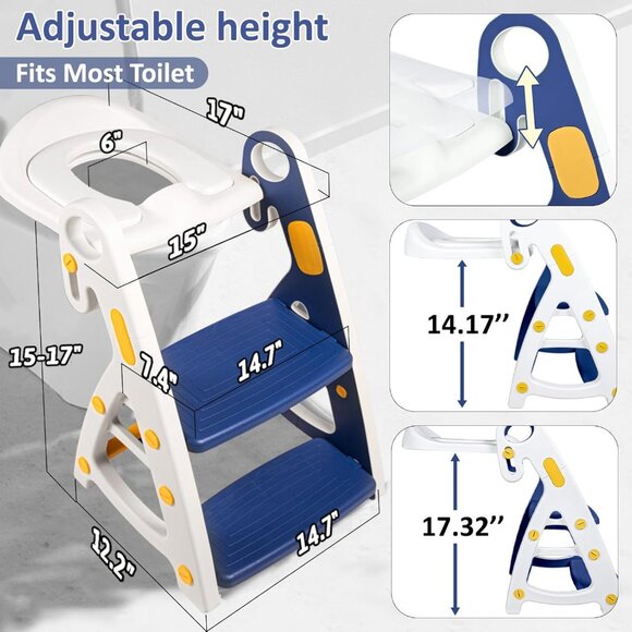 Potty Training Seat Toddler Step Stool Ultimate Stability Toilet Seat Adjustable - Picture 7 of 14